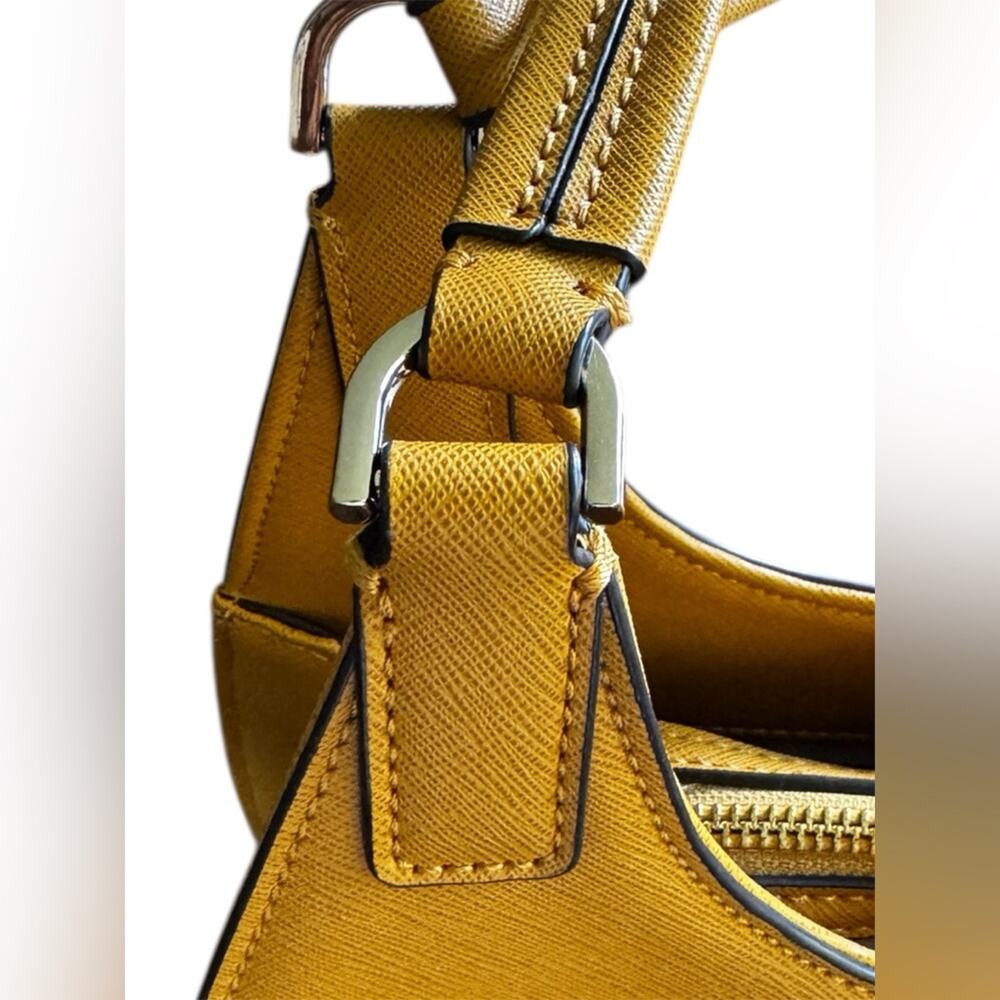 Calvin Klein Ava Hobo Saffiano Leather Mustard Shoulder Bag - Picture 6 of 13